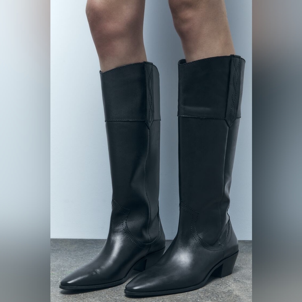 ZARA LEATHER COWBOY BOOTS